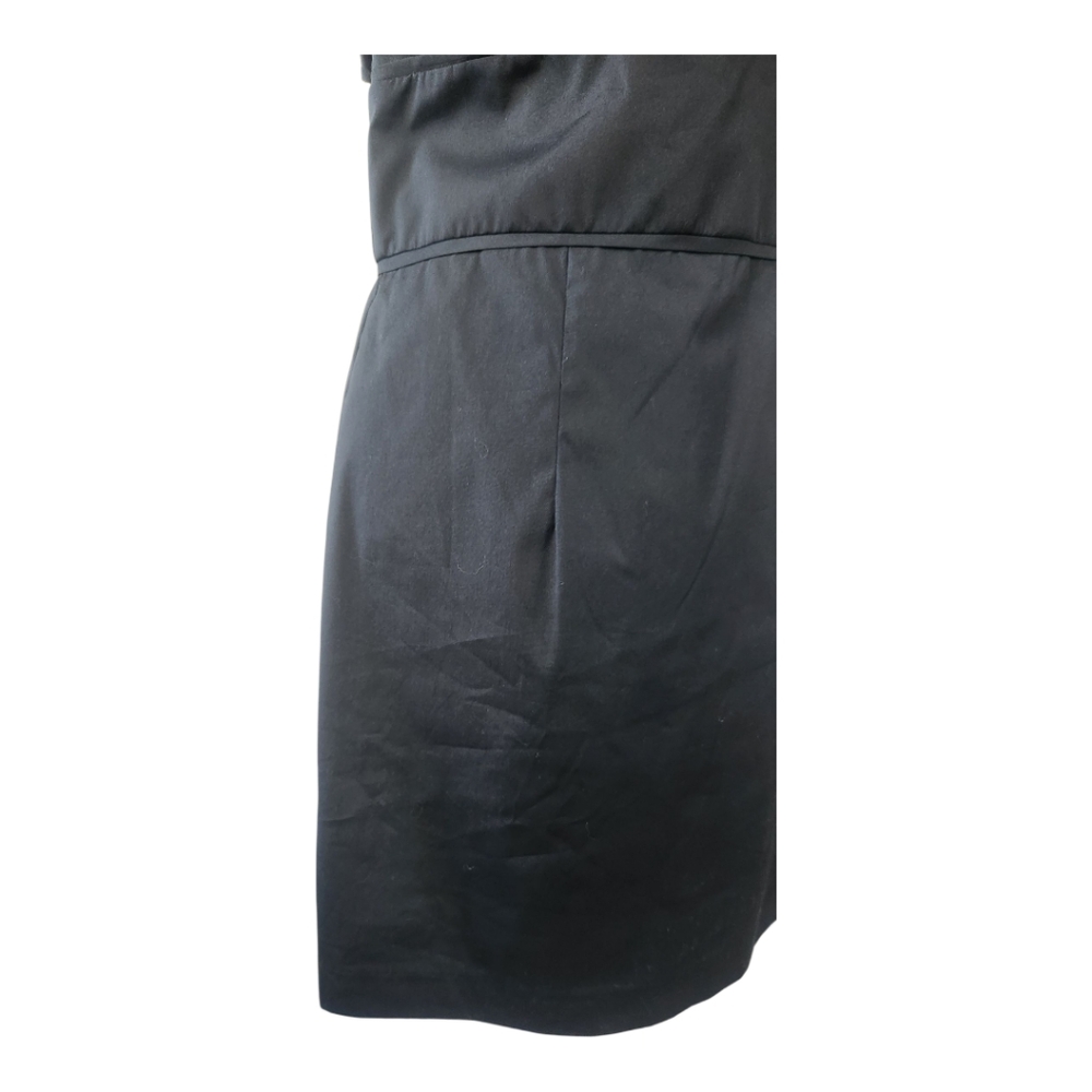 MILLY Deni Mini Dress 10 Black Poplin Flutter Sleeve Plunge Neckline Party - Picture 5 of 11